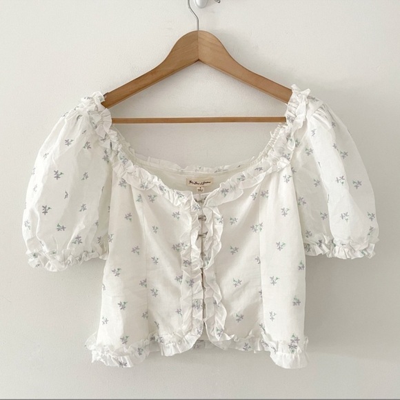 For Love & Lemons Delilah Ruffle Puff Sleeve Top - Picture 5 of 10